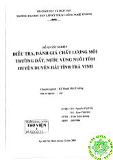 Điều tra, đánh giá chất lượng môi trường đất, nước vùng nuôi tôm duyên hải tỉnh Trà Vinh