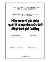 Hiện trạng và giải pháp quản lý tài nguyên nước dưới đất tại Đà Nẵng