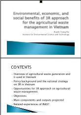 Benefits of the 3R approach for agricultural waste management (AWM) in Vietnam