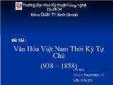 Đề tài Cơ sở văn hóa Việt Nam Việt Nam thời kì tự chủ