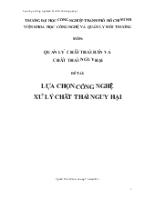 Tiểu luận Nghiên cứu lựa chọn công nghệ xử lý chất thải nguy hại