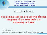Đề tài Kết quả các mô hình canh tác hiệu quả trên đất phèn vùng đệm Vồ Dơi vườn quốc gia U Minh Hạ Cà Mau