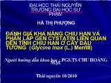 Đánh giá khả năng chịu hạn và phân lập gen cystatin liên quan đến tính chịu hạn ở cây đậu tương