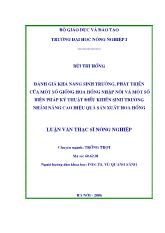 Đánh giá khả năng sinh trưởng, phát triển của một số giống hoa hồng nhập nội và một số biện pháp kỹ thuật điều khiển sinh trưởng nhằm nâng cao hiệu quả sản xuất hoa hồng