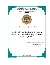 Khảo sát khả năng ứng dụng màng BC làm màng lọc vi sinh trong lọc nước
