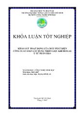 Bước đầu khảo sát hoạt động của máy phát điện loại 10 kVA chạy bằng nhiên liệu khí biogas được ủ từ phân heo