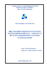 Điều tra hiện trạng sản xuất rượu truyền thống ở bến Lức – Long An và đề xuất giải pháp nâng cao chất lượng sản phẩm