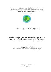 Hoàn thiện quy trình biến nạp đoạn DNA vào tế bào vi khuẩn E. coli DH5A