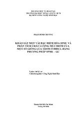Khảo sát một vài đặc điểm hóa sinh và phân tích chất lượng mùi thơm của một số giống lúa thơm ở đồng bằng sông cửa long bằng phương pháp SPME – GC