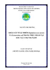 Khảo sát tỉ lệ nhiễm Staphylococcus aureus và Escherichia coli trong thực phẩm tại khu vực chợ Thị Nghè