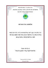Một số yếu tố ảnh hưởng kết quả nuôi cấy tế bào biểu mô ống dẩn trứng và phản ứng hoạt hóa tinh trùng chó