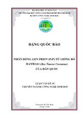 Nhân dòng gen Prion (prp) từ bò Hanwoo (bos taur us coreanae) của Hàn Quốc