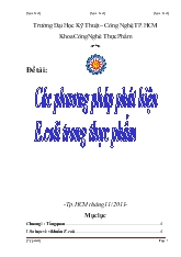 Các phương pháp phát hiện E.Coli trong thực phẩm