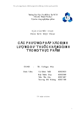 Các phương pháp xác định lượng dư thuốc kháng sinh trong thực phẩm