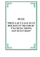 Đề tài Phân lập và sản xuất bột bào tử Mucor sp ứng dụng trong sản xuất chao