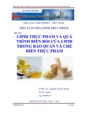 Khảo sát các biến đổi của lipid trong quá trình bảo quản, chế biến