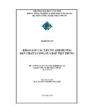 Khảo sát các yếu tố ảnh hưởng đến chất lượng sữa bắp tiệt trùng