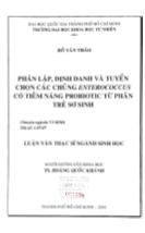 Phân lập, định danh và tuyển chọn các chủng enterococcus có tiềm năng probiotic từ phân trẻ sơ sinh
