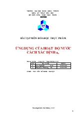 Ứng dụng hoạt độ của nước và cách xác định