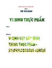 Vi sinh vật gây bệnh trong thực phẩm - Staphylococcus aureus