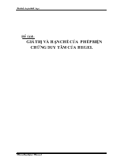 Giá trị và hạn chế của phép biện chứng duy tâm của hegel