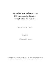 Hệ thống hưu trí Việt Nam: hiện trạng và những thách thức trong điều kiện dân số già hoá