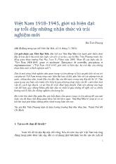 Việt Nam 1918 - 1945, giới và hiện đại: sự trỗi dậy những nhận thức và trải nghiệm mới