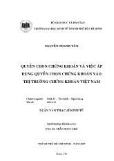 Đề tài Quyền chọn chứng khoán và việc áp dụng quyền chọn chứng khoán vào thị trường chứng khoán Việt Nam