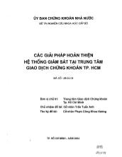 Đề tài Các giải pháp hoàn thiện hệ thống giám sát tại trung tâm giao dịch chứng khoán TP Hồ Chí Minh