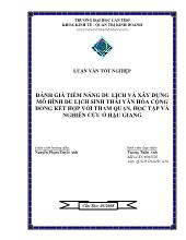 Đề tài Đánh giá tiềm năng du lịch và xây dựng mô hình du lịch sinh thái văn hóa cộng đồng kết hợp với tham quan, học tập và nghiên cứu ở Hậu Giang