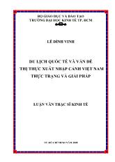 Đề tài Du lịch quốc tế và vấn đề thị thực xuất nhập cảnh Việt Nam thực trạng và giải pháp