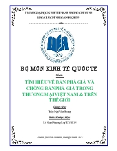 Đề tài Bán phá giá chống bán phá giá trong thương mại của Việt Nam và trên thế giới