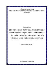 Đề tài Phục hồi hoạt động của doanh nghiệp lâm vào tình trạng phá sản theo luật của pháp và những vấn đề đặt ra đối với pháp luật phá sản của Việt Nam