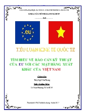 Đề tài Tìm hiểu về rào cản Kỹ thuật của EU với Việt Nam