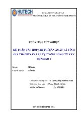 Đề tài Kế toán chi phí và tính giá thành tại Tổng Công Ty Xây Dựng Số 1