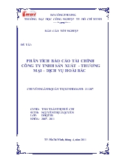 Đề tài Phân tích tài chính công ty TNHH sản xuất – Thương mại – Dịch vụ Hoài Bắc