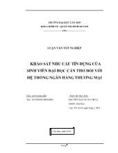 Đề tài Khảo sát nhu cầu tín dụng của sinh viên đại học Cần Thơ đối với hệ thống ngân hàng thương mại