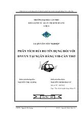 Đề tài Phân tích rủi ro tín dụng đối với doanh nghiệp vừa và nhỏ tại ngân hàng VIB – Cần Thơ