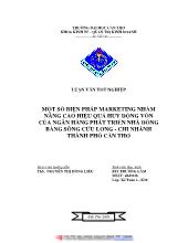 Luận văn Một số biện pháp marketing nhằm nâng cao hiệu quả huy động vốn tại ngân hàng Phát triển nhà Đồng bằng Sông Cửu Long