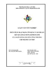 Luận văn Phân tích hoạt động tín dụng và đánh giá kết quả hoạt động kinh doanh của ngân hàng sài gòn công thương chi nhánh Cần Thơ