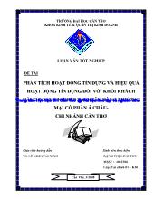 Luận văn Phân tích tình hình và hiệu quả hoạt động tín dụng khối khách hàng doanh nghiệp tại ACB Cần Thơ