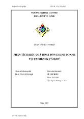 Phân tích hiệu quả hoạt động kinh doanh tại eximbank cái khế