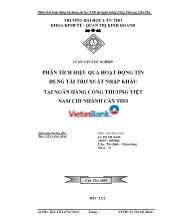 Phân tích hiệu quả hoạt động tín dụng tài trợ xuất nhập khẩu tại ngân hàng công thương Việt Nam chi nhánh Cần Thơ