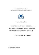 Đề án Giải pháp hoàn thiện hệ thống kiểm soát nội bộ, kiểm soát nội bộ tại ngân hàng công thương Việt Nam