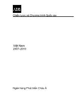 Đề tài Chiến lược và chương trình phát triển Quốc gia Việt Nam 2007-2010: Ngân hàng phát triển Châu Á