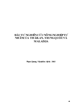 Đề tài Đầu tư nghiên cứu nông nghiệp tư nhân của Thái Lan, Trung Quốc và Malaixia