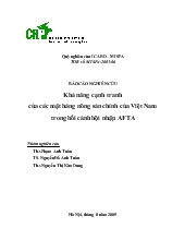 Đề tài Khả năng cạnh tranh của các mặt hàng nông sản chính của Việt Nam trong bối cảnh hội nhập AFTA