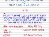 Đề tài Phân tích hiệu quả sản xuất kinh doanh và một số biện pháp nhằm nâng cao hiệu quả sản xuất kinh doanh tại cảng Nha Trang