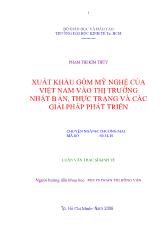 Đề tài Xuất khẩu gốm mỹ nghệ của Việt Nam vào thị trường Nhật Bản, thực trạng và các giải pháp phát triển