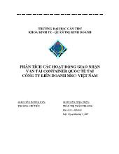 Luận văn Phân tích các hoạt động giao nhận vận tải container quốc tế tại công ty liên doanh msc-Việt Nam
